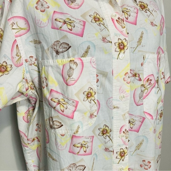 Vintage Floral Cotton Button down Camp Shirt With‎ Garden Print, size 18 - Picture 2 of 12